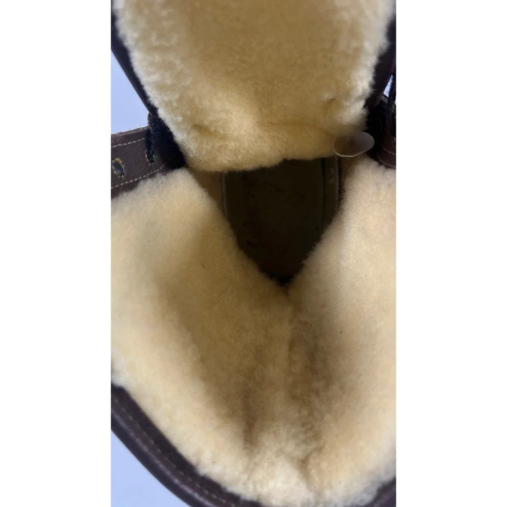 LL Bean Shearling Lined Bean Boots Mens 10M Brown Leather Duck Boots 1003580 USA